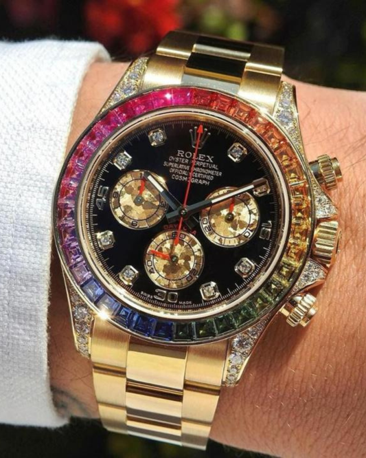 Ro-lex Rainbow Chronograph Gold