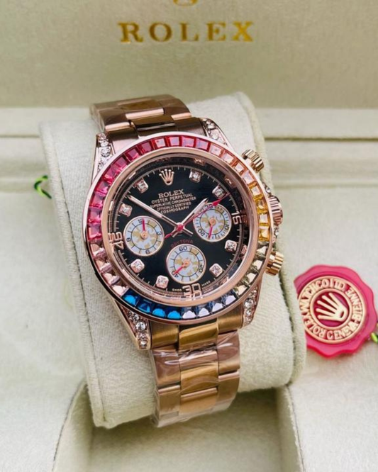 Ro-lex Rainbow Chronograph Rose Gold