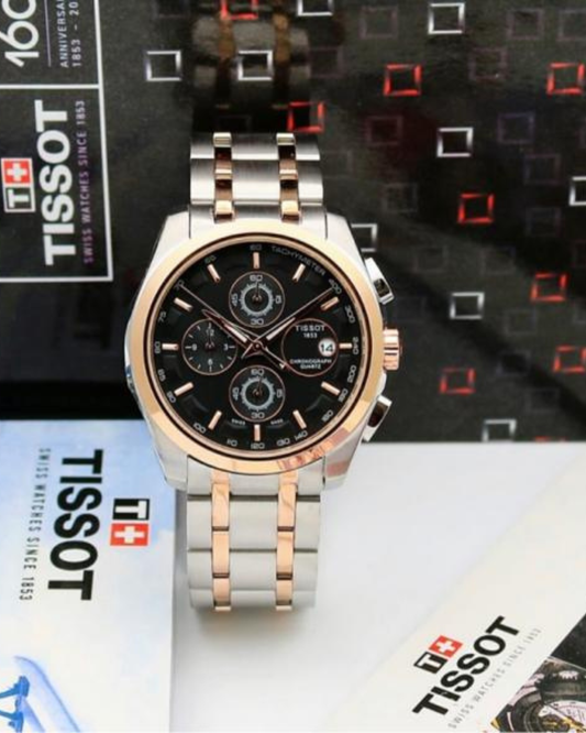 Tis-sot 1853 Couturier SIlver Gold - Black Dial , Stainless Steel
