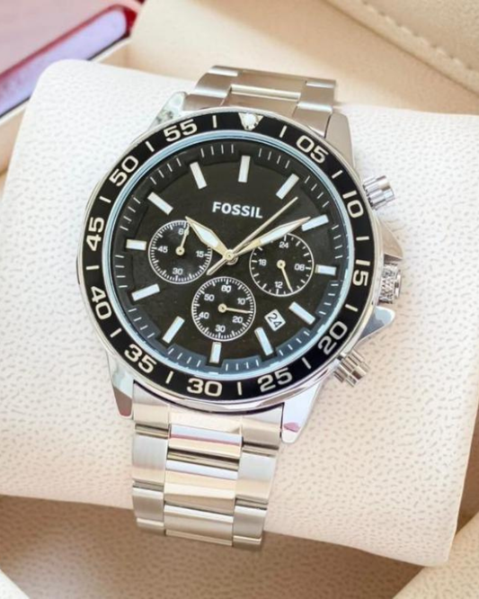 Fossil Bannon Silver Black — Stainless Steel