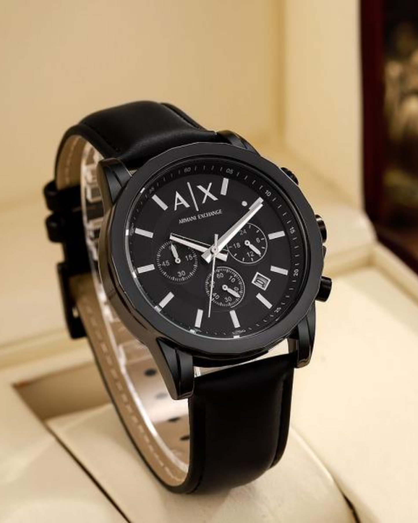 Arm-ani Exchange Gunmetal Leather